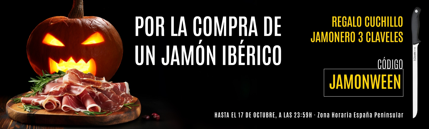 ¡Los jamones no están a salvo este Halloween! Compra un jamón ibérico y te regalamos un cuchillo 3 Claveles 